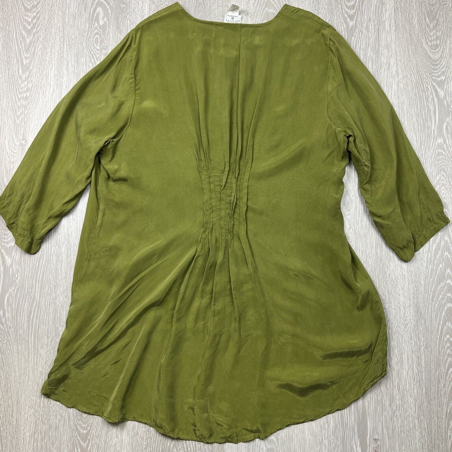 CLICK Color Me Cotton  Made In USA Womens Green Rayon Blouse Size XL