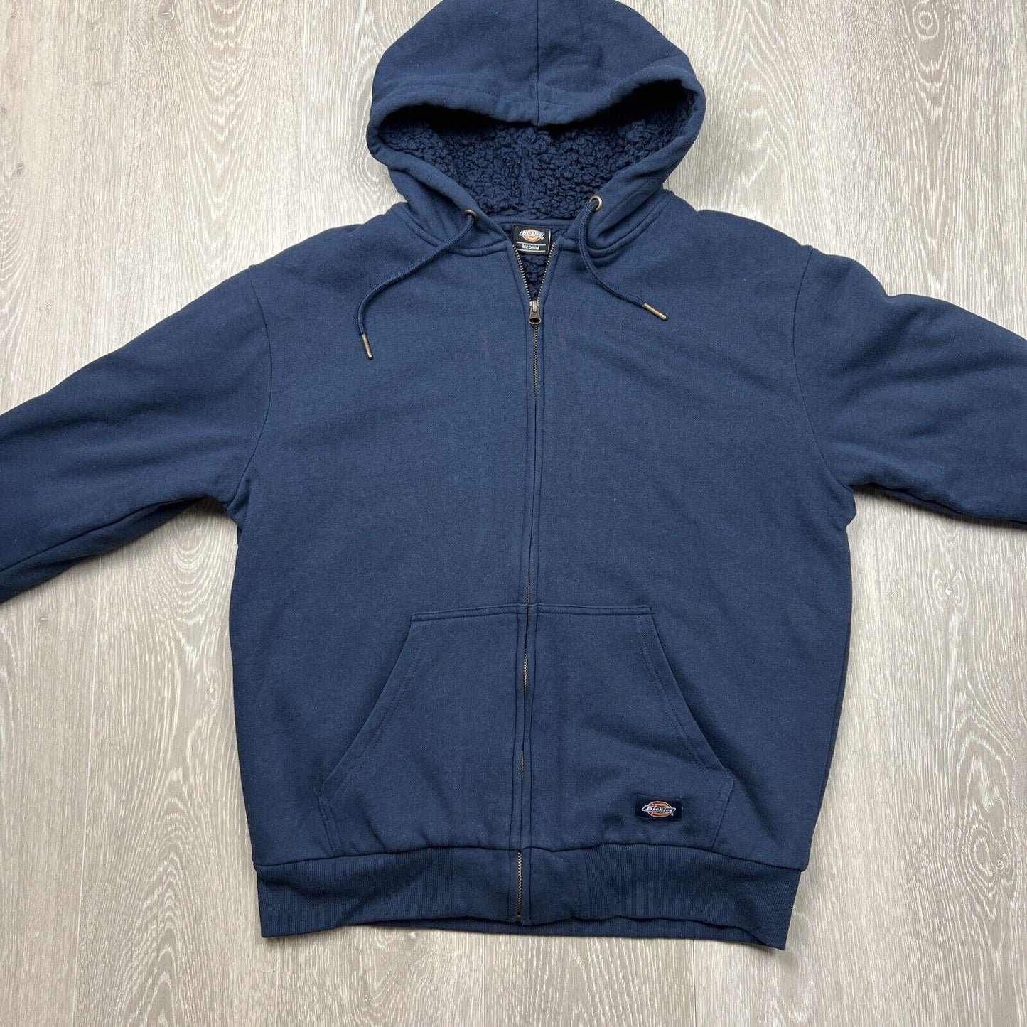 Dickies  Mens Navy Blue Full Zip Fleece Lined Hoodie Size Medium