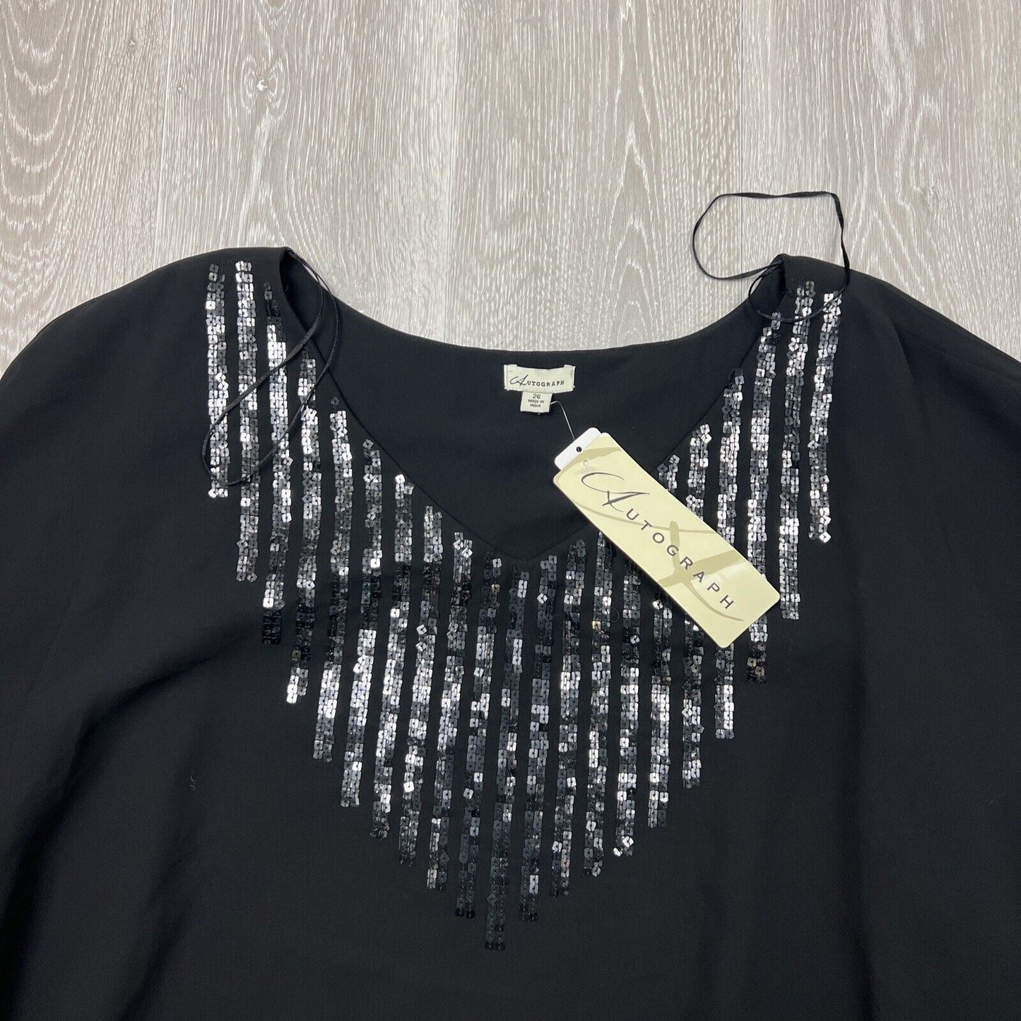 Autograph Plus Size Womens Black Poncho Blouse Size 26 (New)