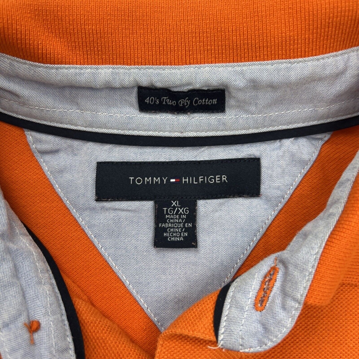 Tommy Hilfiger Mens Orange Polo Shirt Size 2XL