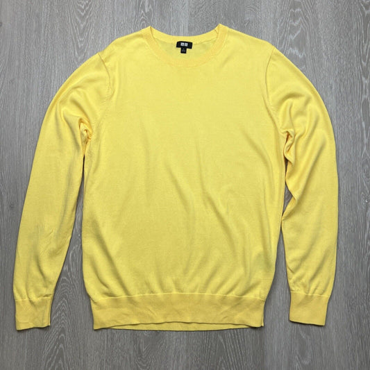 Uniqlo Mens Yellow Knit Pullover Jumper Size Small