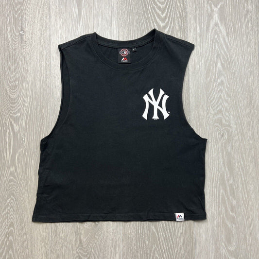 Majestic Womens Black New York Yankees Cropped Tank Top Size 12