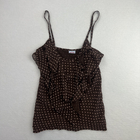 Sass & Bide Womens Silk Brown Ruffle Tank Top Size 2