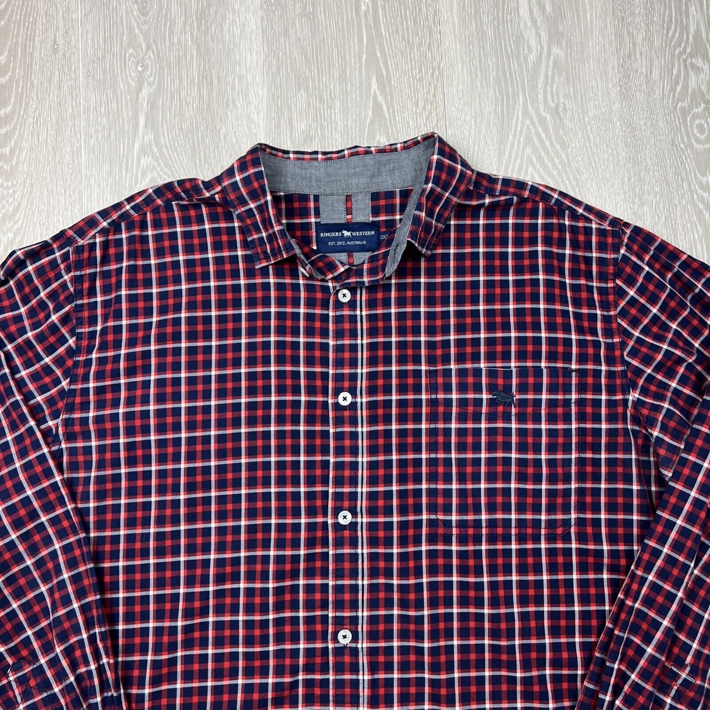 Ringers Western Mens Semi Fitted Check Long Sleeve Shirt Size 3XL