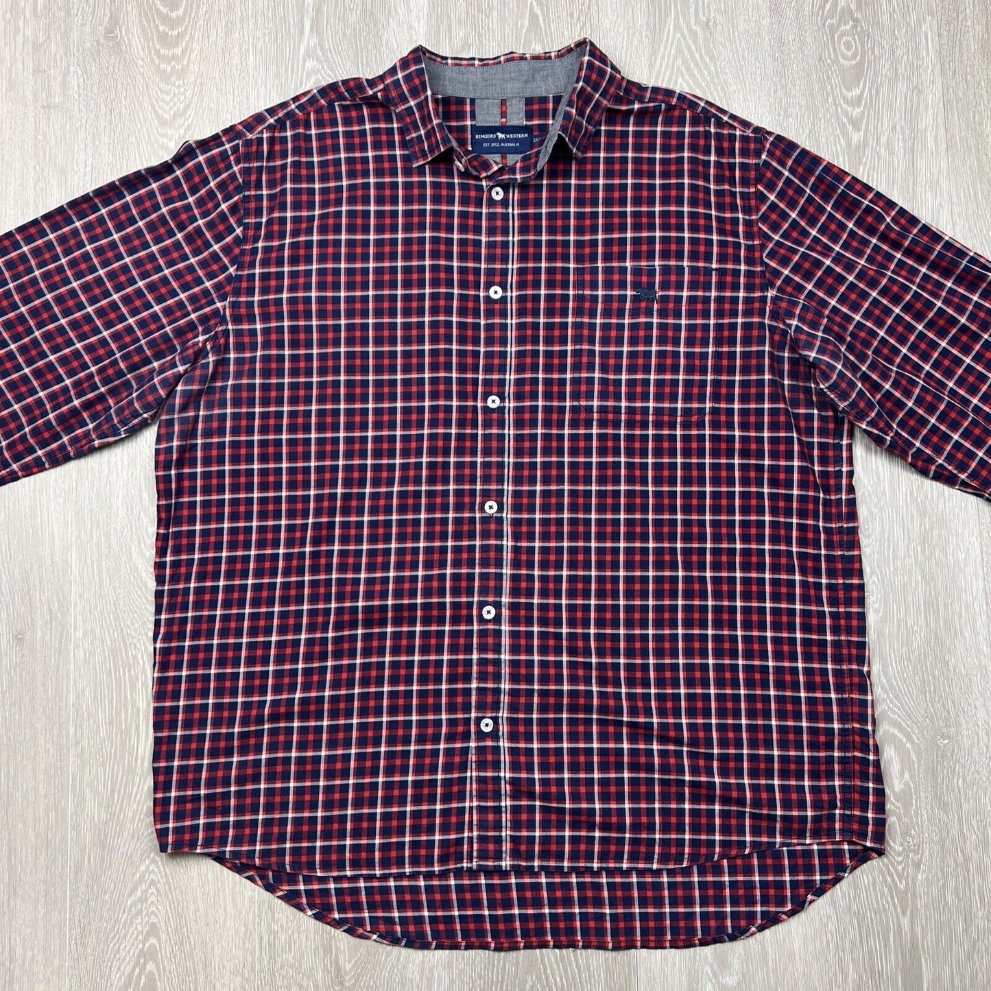 Ringers Western Mens Semi Fitted Check Long Sleeve Shirt Size 3XL