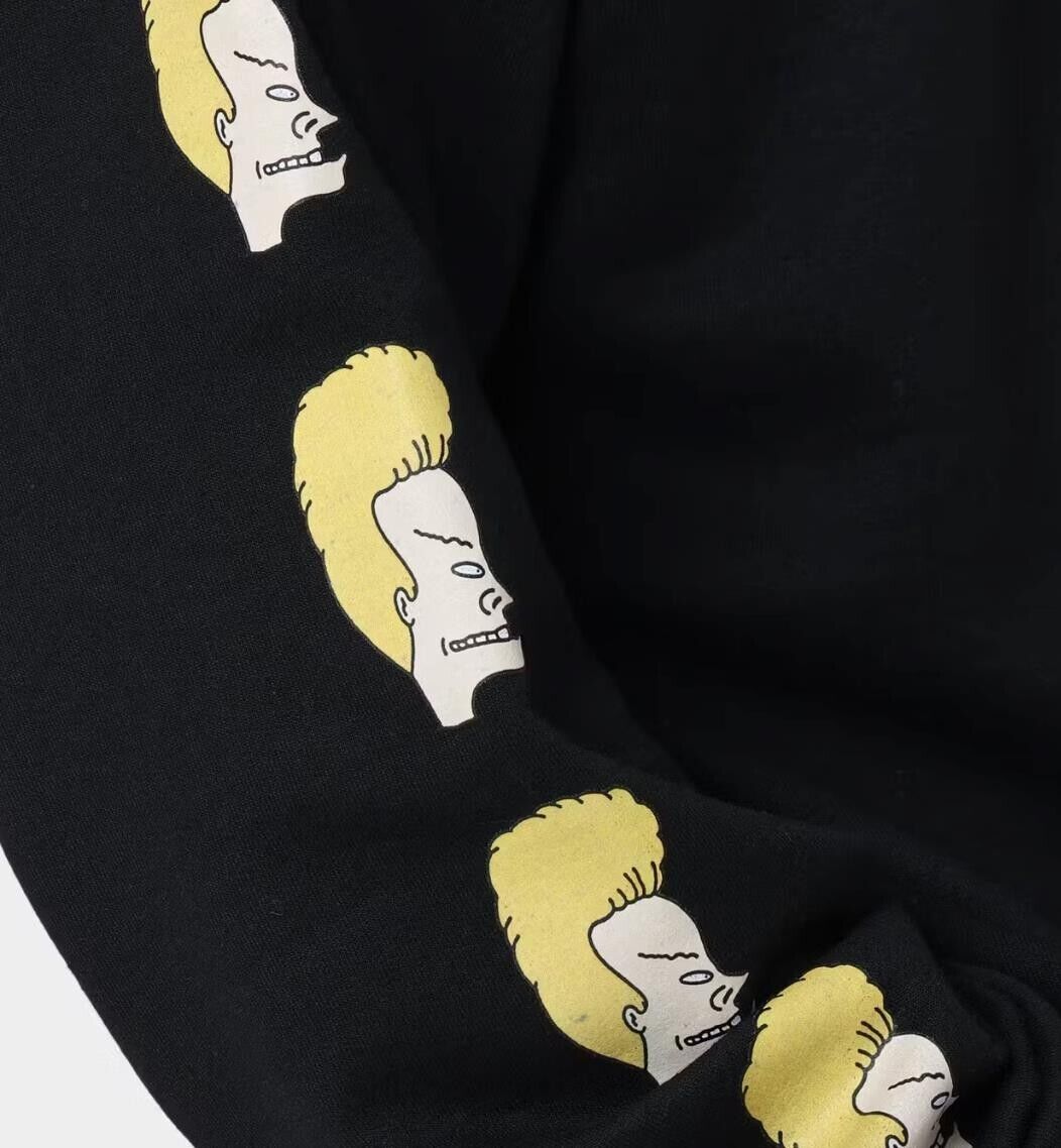 American Thrift X Beavis & Butthead Couch Black Hoodie Size L (New)