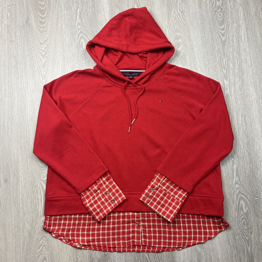 Tommy Hilfiger Womens Red Pullover Hoodie Size 2XL