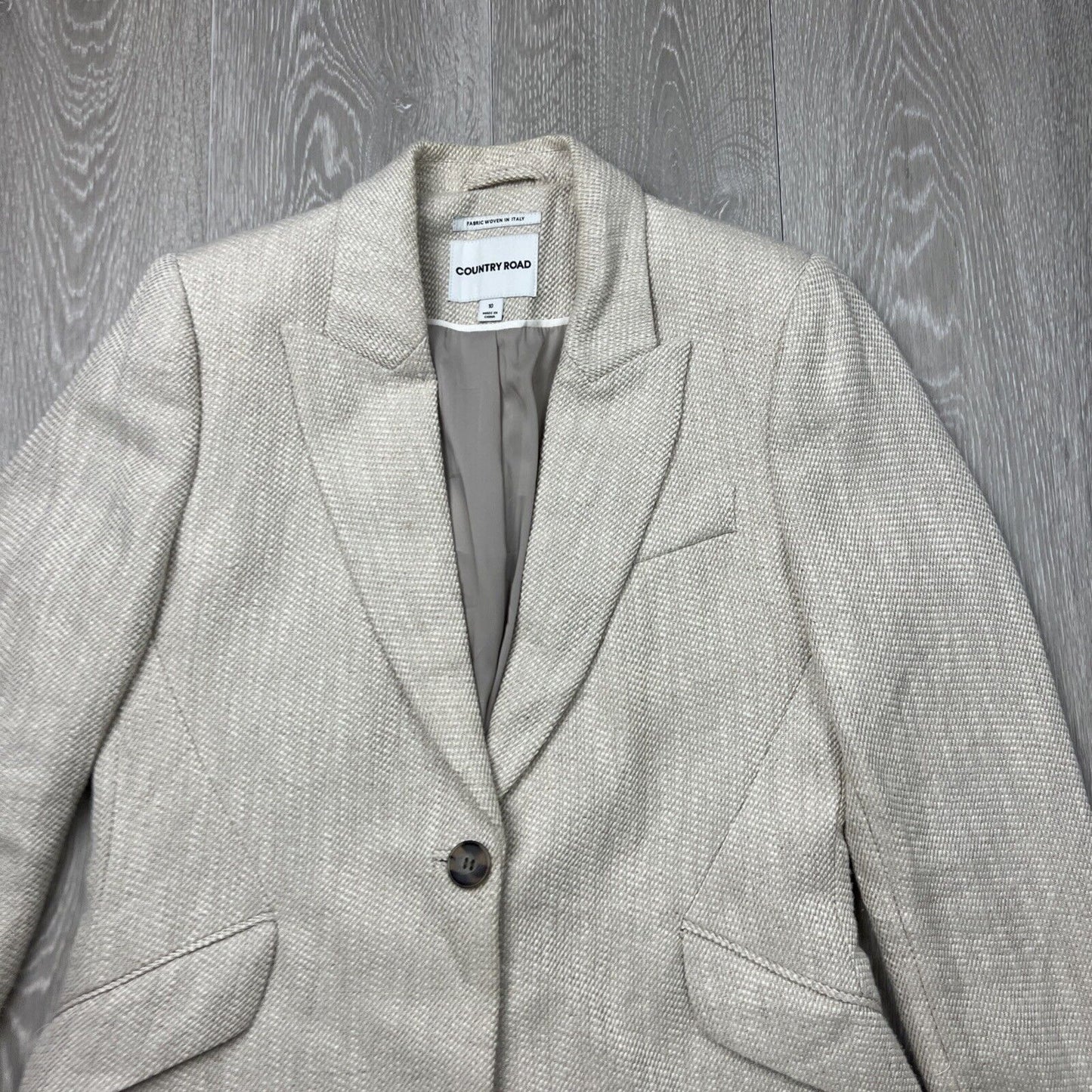 Country Road Womens Linen Blend Cream Blazer Jacket Size 10