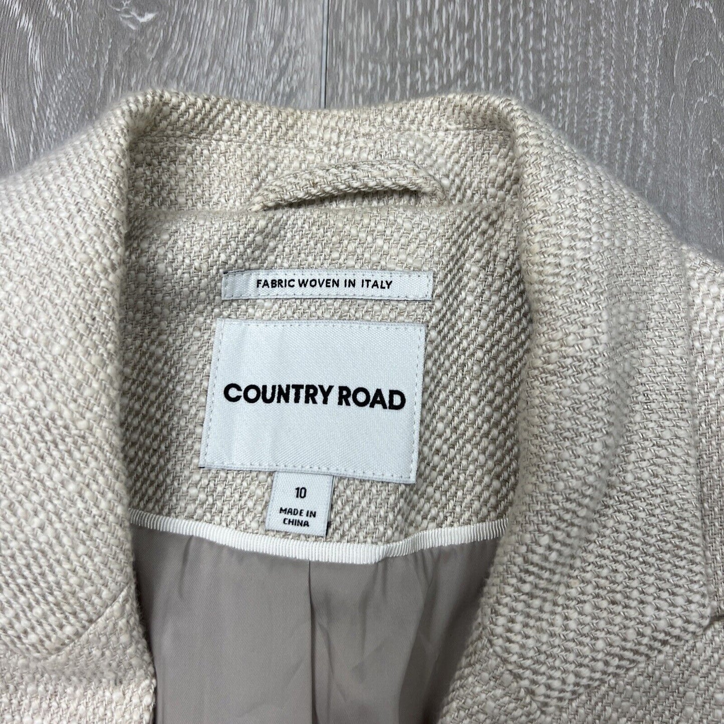 Country Road Womens Linen Blend Cream Blazer Jacket Size 10