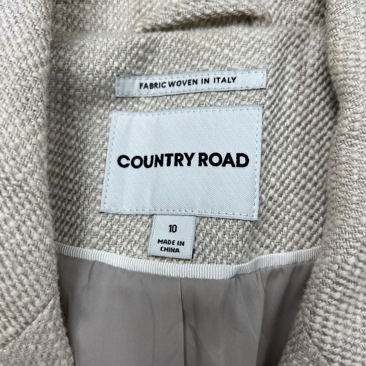 Country Road Womens Linen Blend Cream Blazer Jacket Size 10