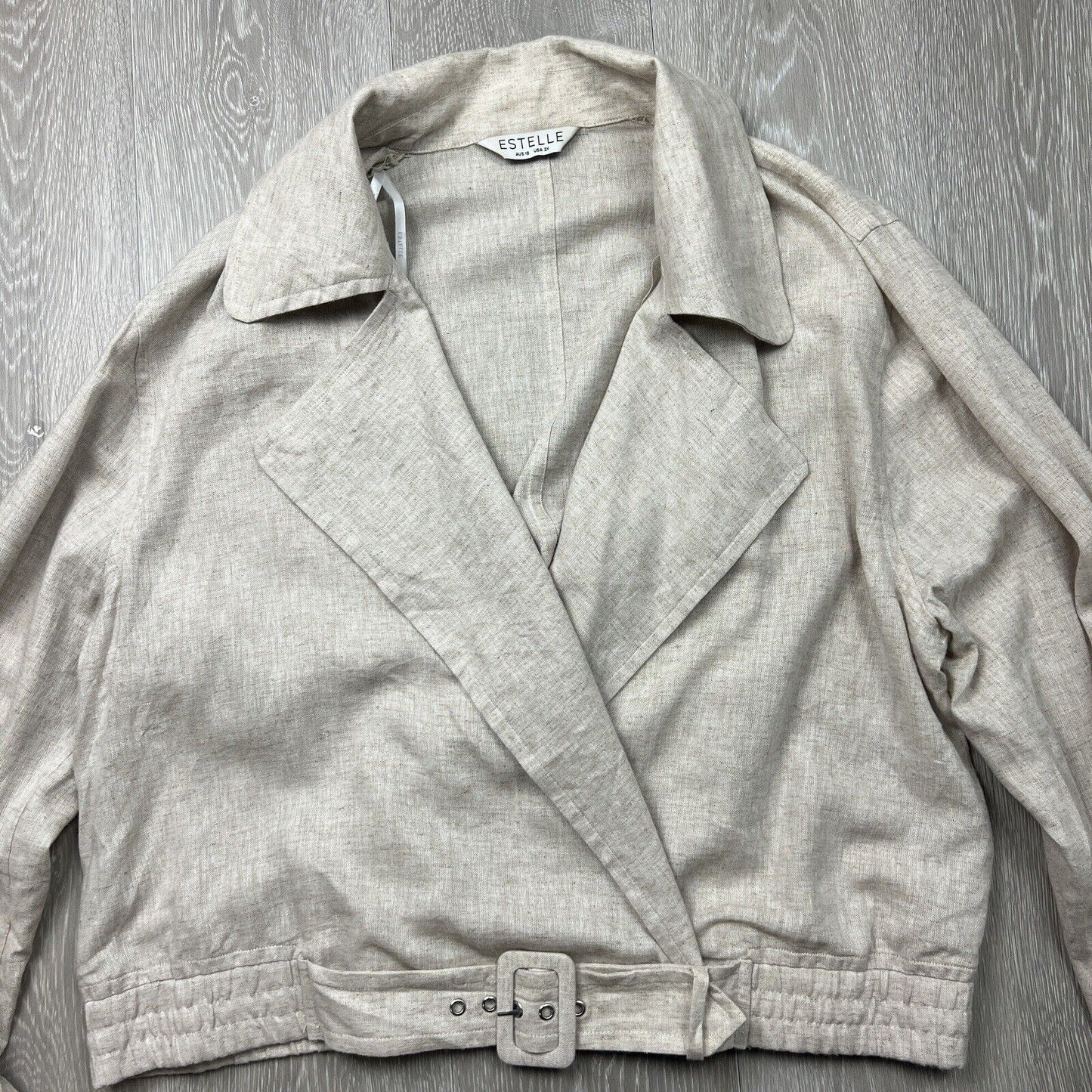 Estelle Womens Beige Linen Blend Bomber Jacket Size 18