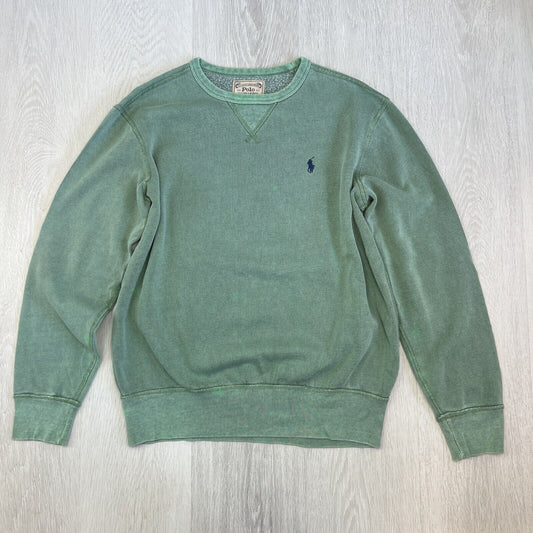 Polo Ralph Lauren Green Distressed Pullover Sweater Jumper Size Small