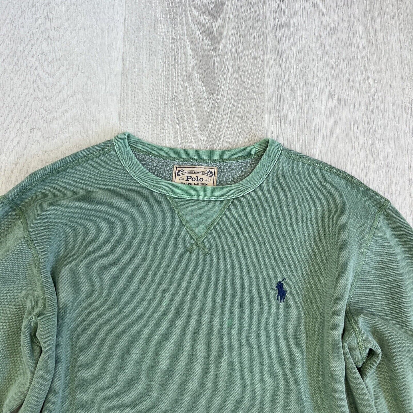 Polo Ralph Lauren Green Distressed Pullover Sweater Jumper Size Small