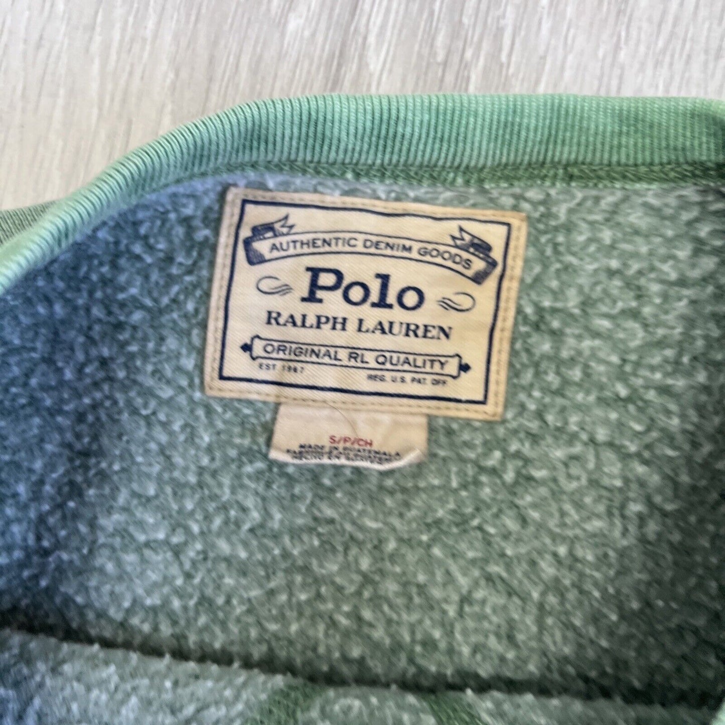 Polo Ralph Lauren Green Distressed Pullover Sweater Jumper Size Small