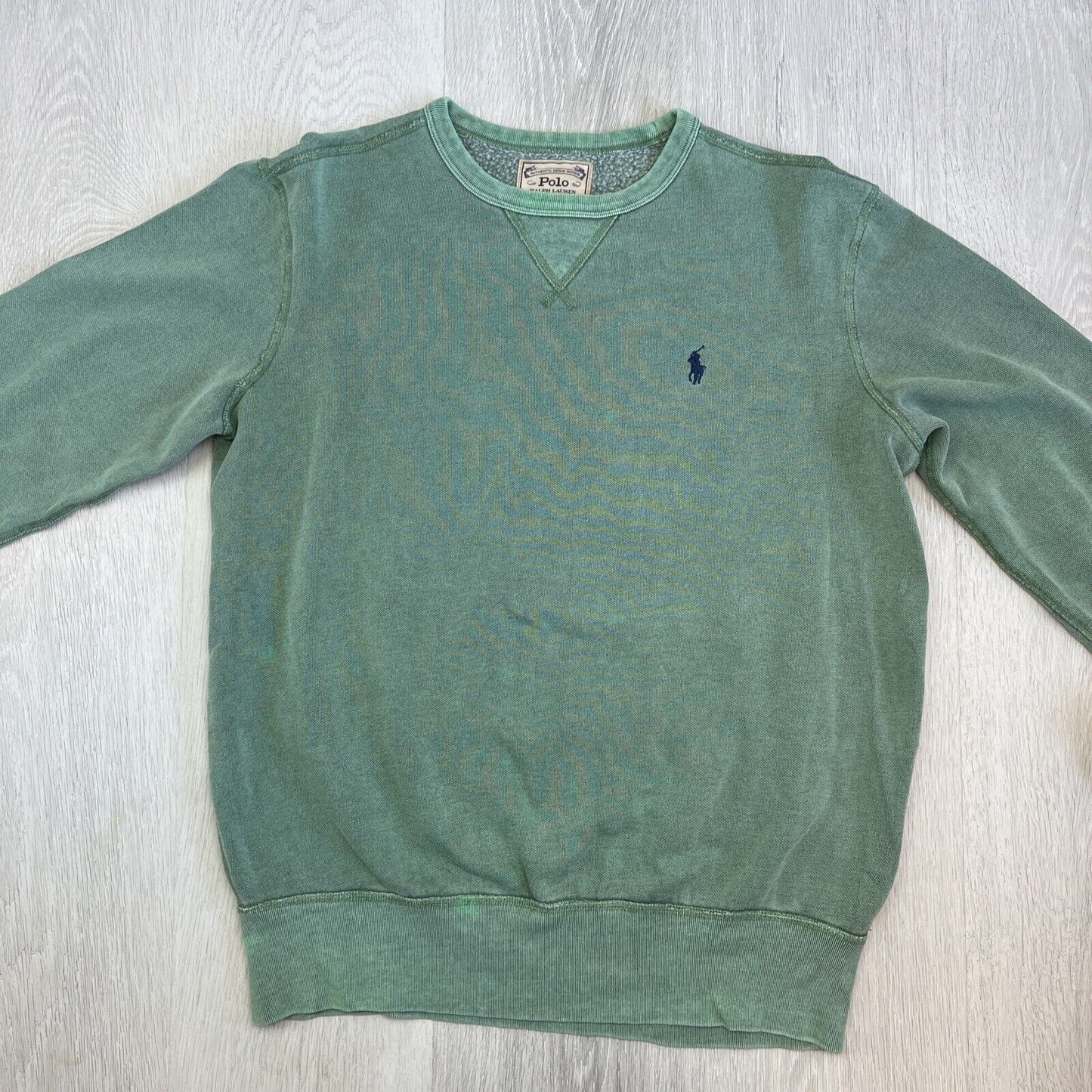 Polo Ralph Lauren Green Distressed Pullover Sweater Jumper Size Small