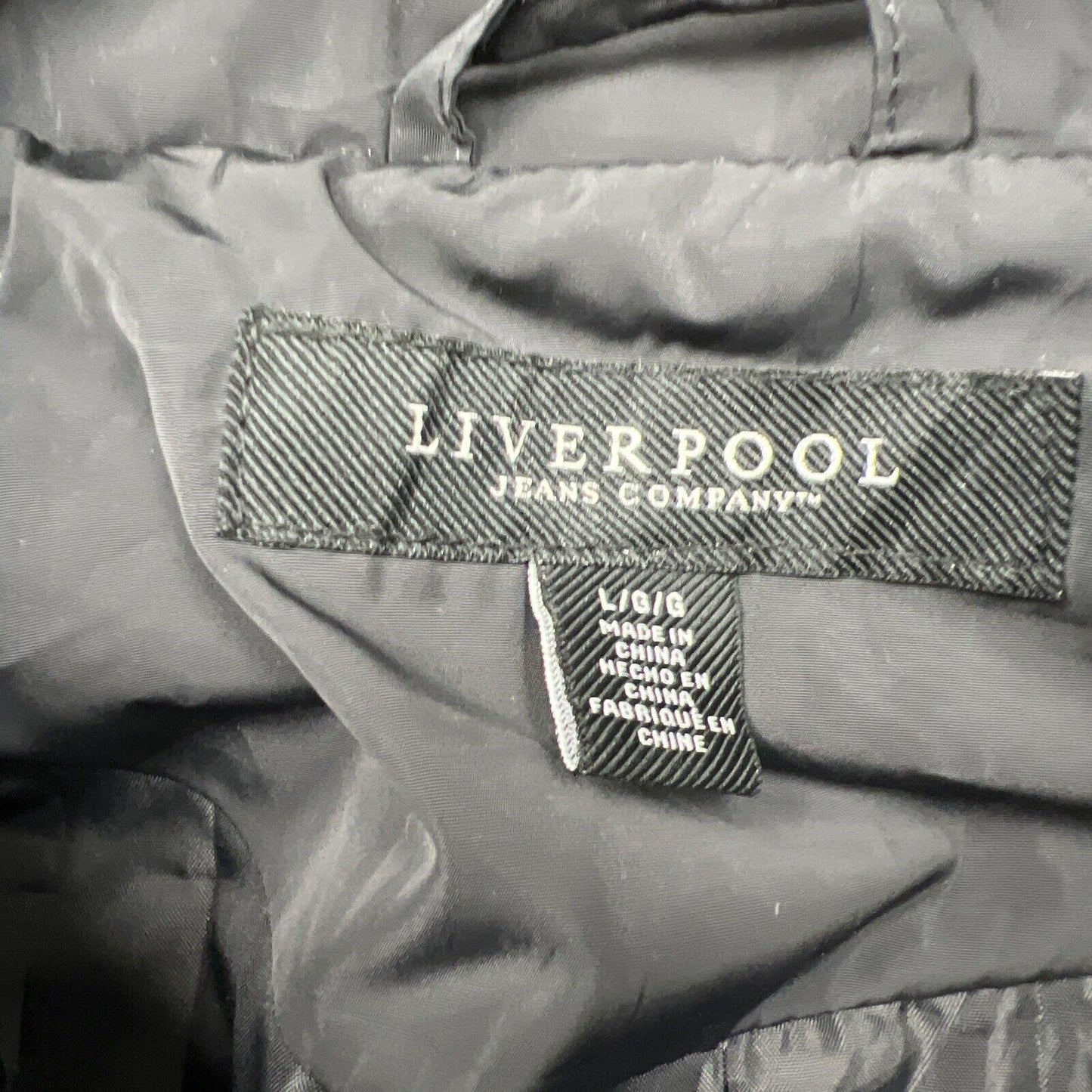 Liverpool Jeans Company Mens Double Zip Quilted Black Jacket Size Large