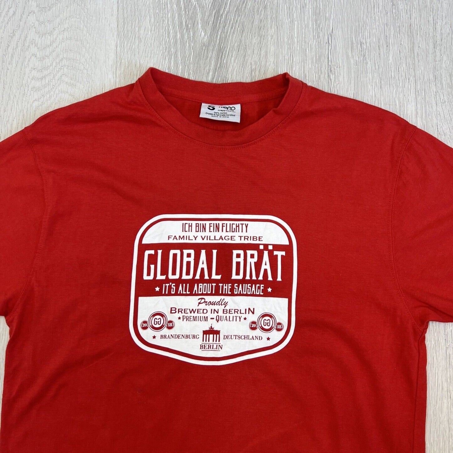 Global Brat Germany Its All About the Sausage Mens Red T-Shirt Size Small