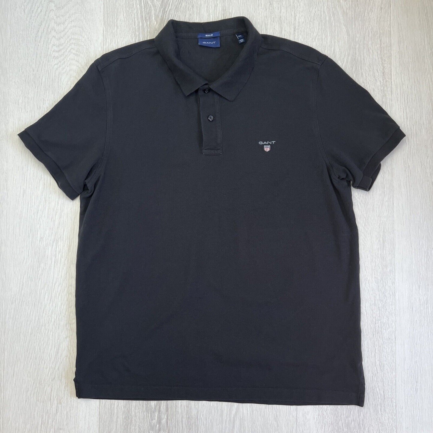 Gant Mens Black Short Sleeve Polo Shirt Size 2XL