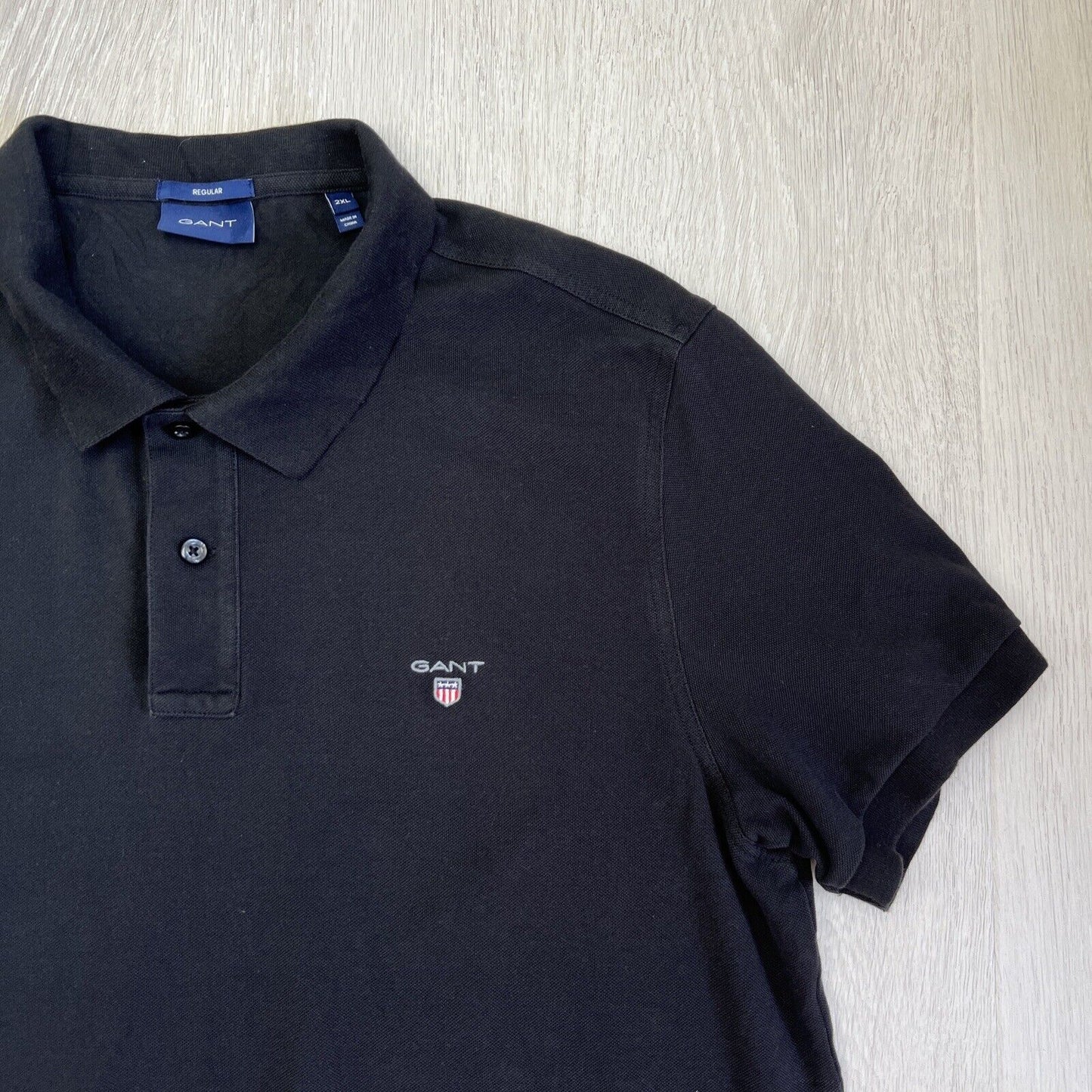 Gant Mens Black Short Sleeve Polo Shirt Size 2XL