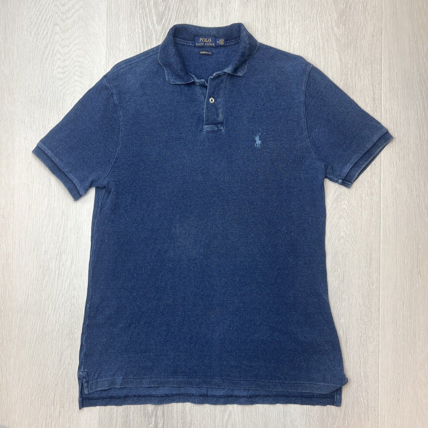 Polo Ralph Lauren Mens Blue Custom Slim Fit Polo Shirt Size Medium