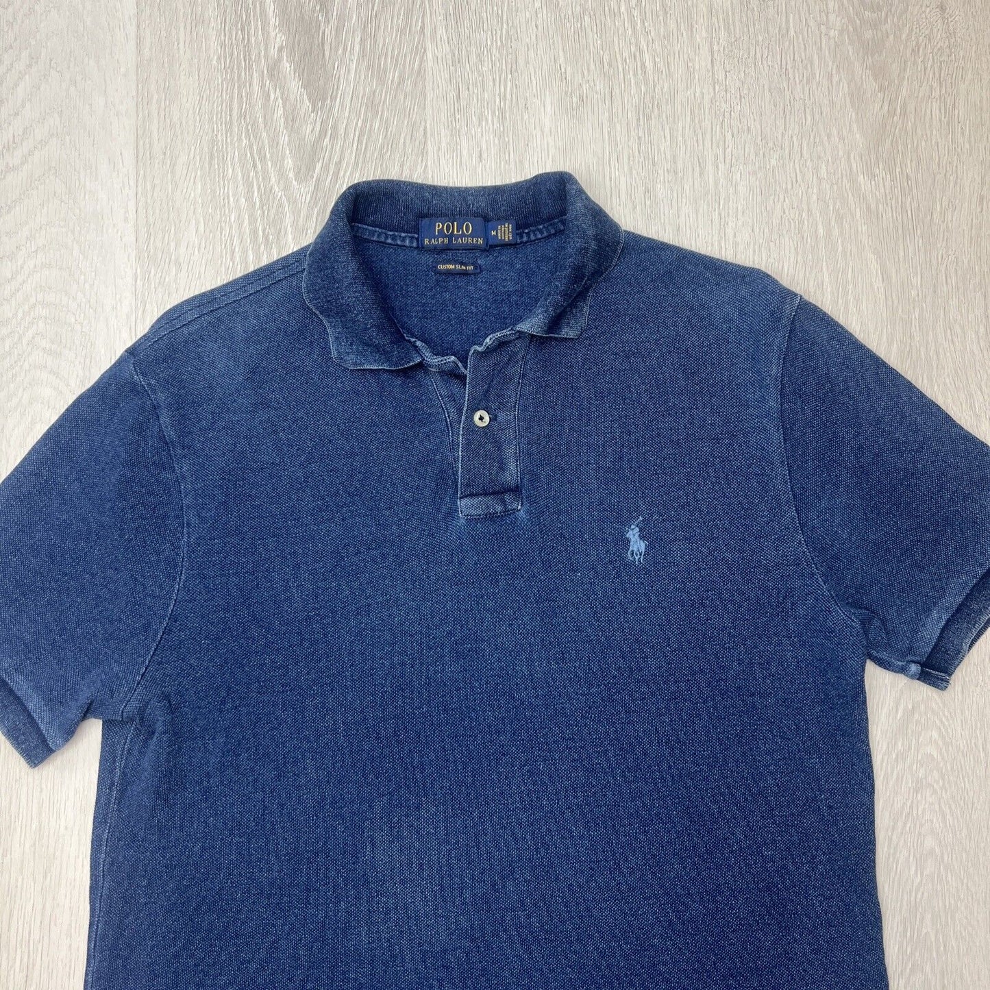 Polo Ralph Lauren Mens Blue Custom Slim Fit Polo Shirt Size Medium