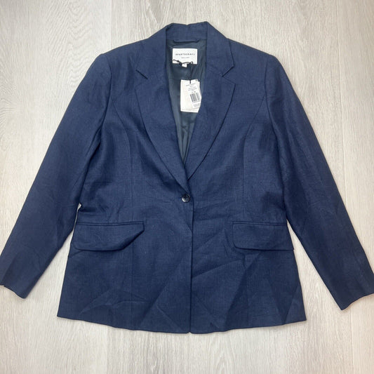 Sportscraft Womens 100% Linen Frey Blue Blazer Jacket Size 14 (New RRP $369)