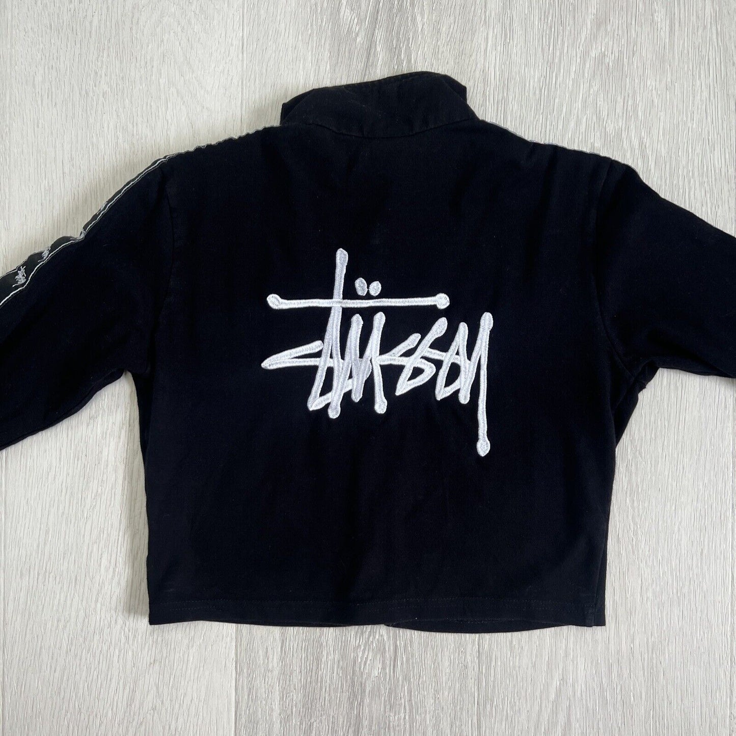 Stussy Womens Cropped Zip Up Taped Sweatshirt Size 8