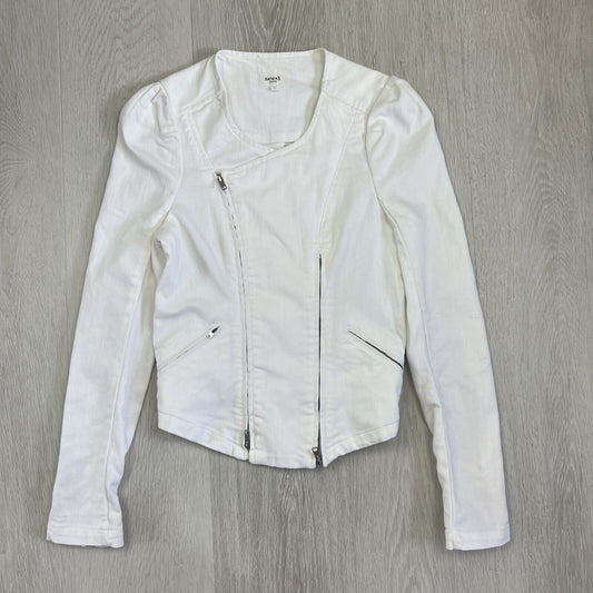 Seed Hertiage Womens White Denim Biker Jacket Size 6