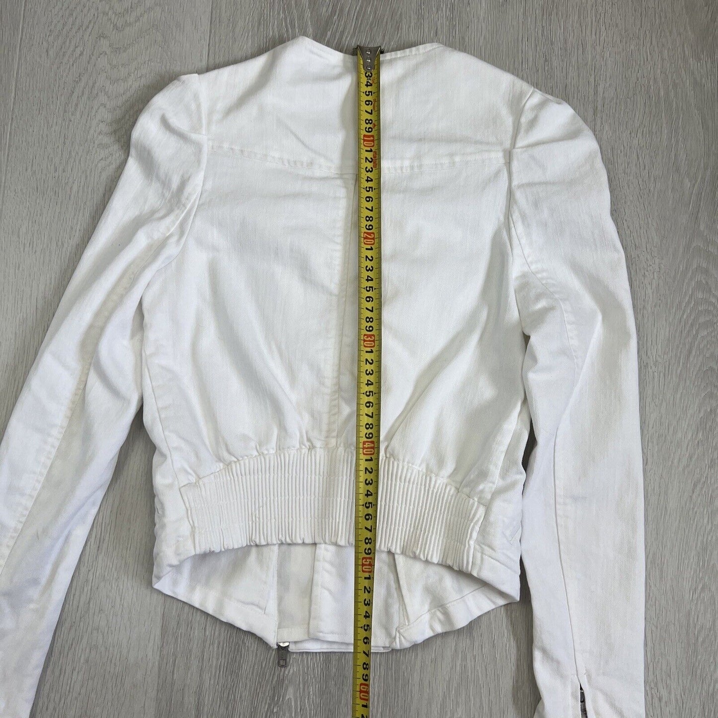 Seed Hertiage Womens White Denim Biker Jacket Size 6