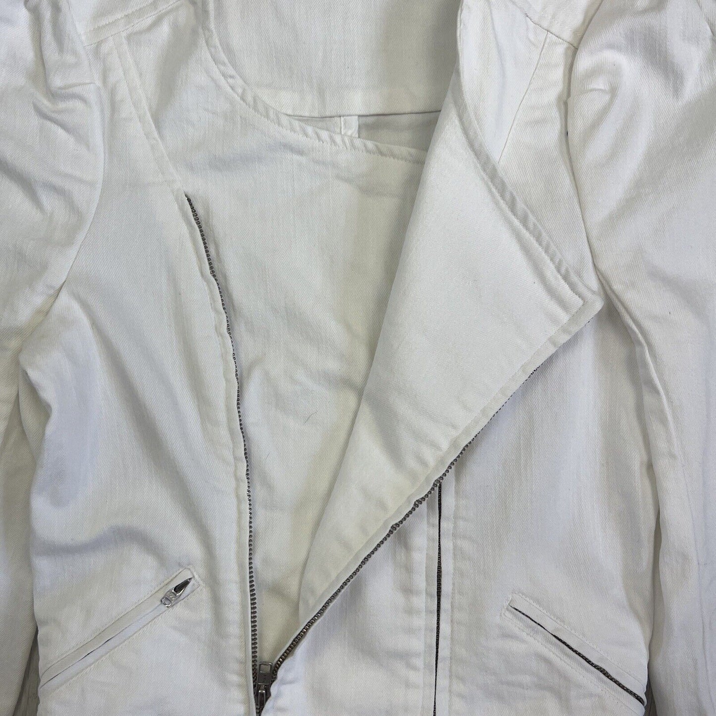 Seed Hertiage Womens White Denim Biker Jacket Size 6