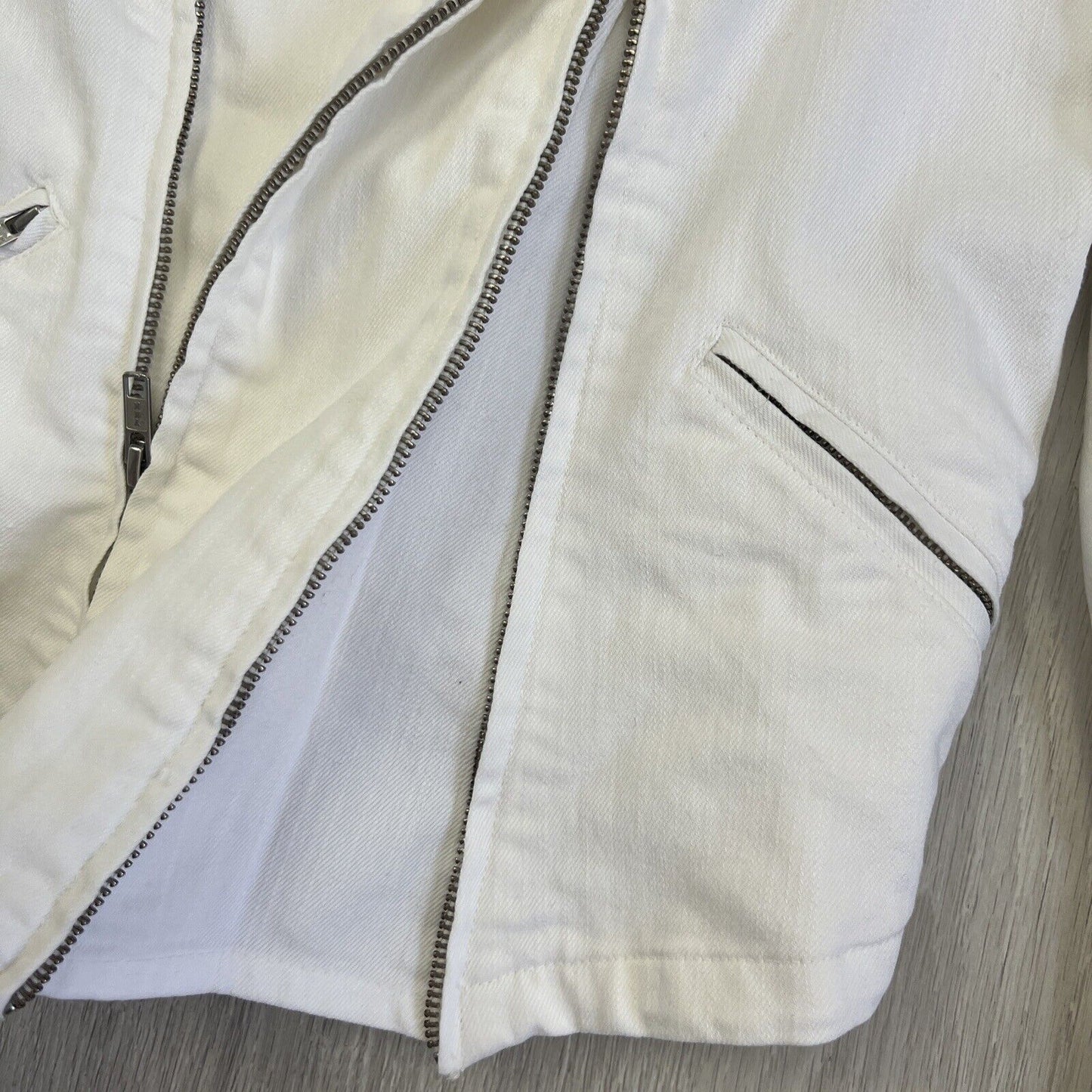 Seed Hertiage Womens White Denim Biker Jacket Size 6