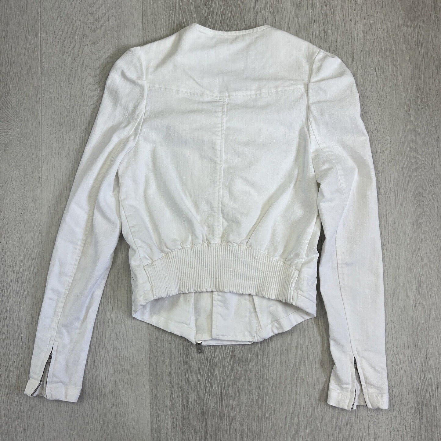 Seed Hertiage Womens White Denim Biker Jacket Size 6