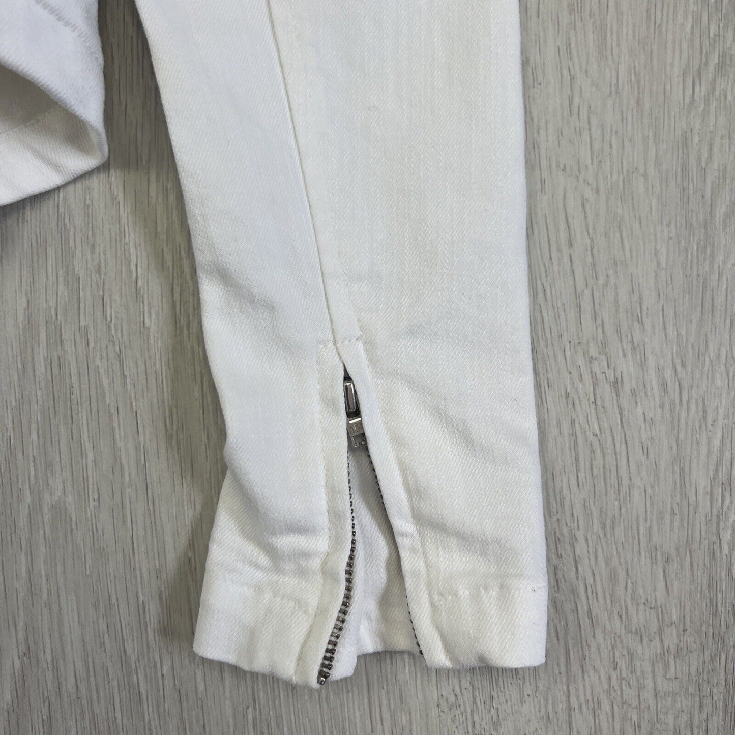 Seed Hertiage Womens White Denim Biker Jacket Size 6