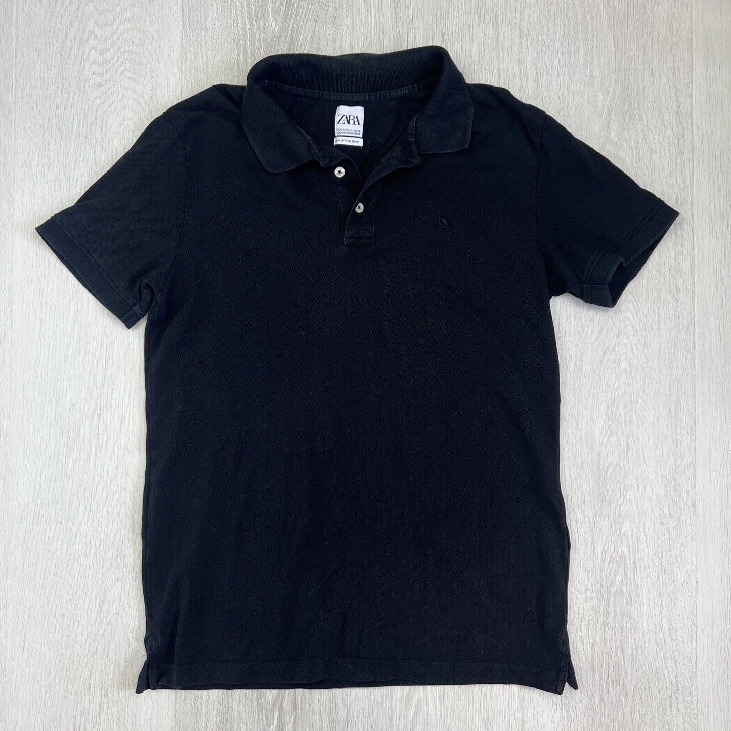 Zara Mens Black Short Sleeve Polo Shirt Size Small